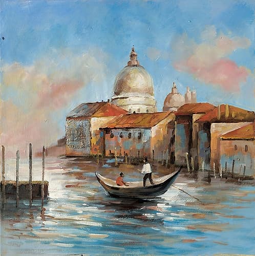Two europeans on a gondola Art Print