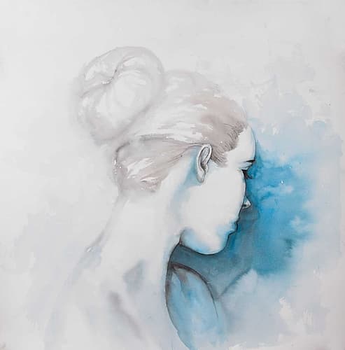 Watercolor Abstract Girl with Hair Bun Art Print by Atelier B Art Studio