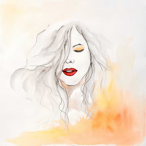 Woman with Red Lips Art Print