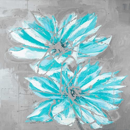Two Little Abstract Blue Flowers Art Print by Atelier B Art Studio