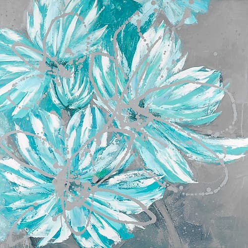 Three Little Abstract Blue Flowers Art Print by Atelier B Art Studio
