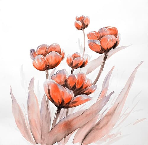 WATERCOLOR WILD FLOWERS Art Print