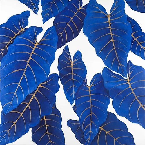 Tropical Abstract Blue Leaves Art Print by Atelier B Art Studio