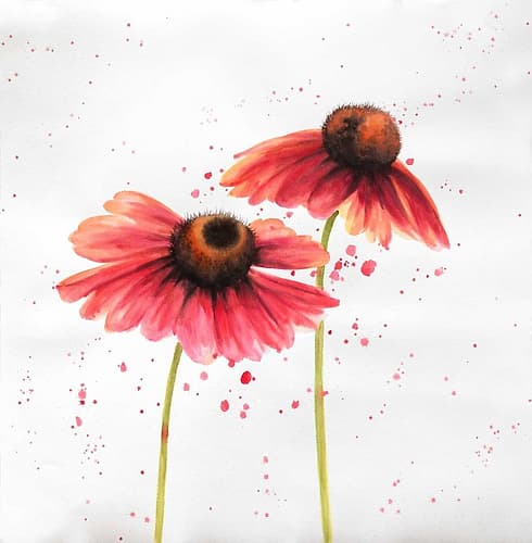 Red Daisies Art Print by Atelier B Art Studio