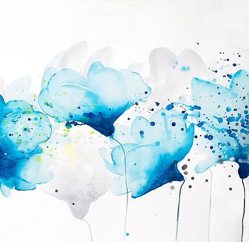 WATERCOLOR PAINT SPLASH FLOWERS Art Print