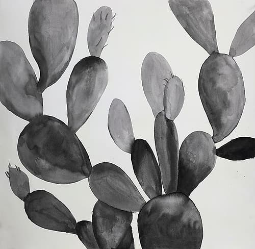 GRAYSCALE CACTUS Art Print by Atelier B Art Studio