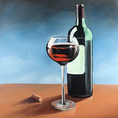 Bottle of Bourgogne with Whine Glass Art Print by Atelier B Art Studio