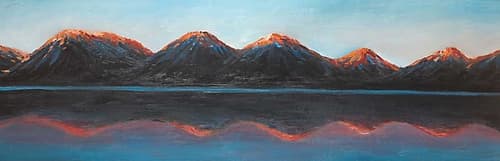 Mountains and Calm Lake Art Print by Atelier B Art Studio
