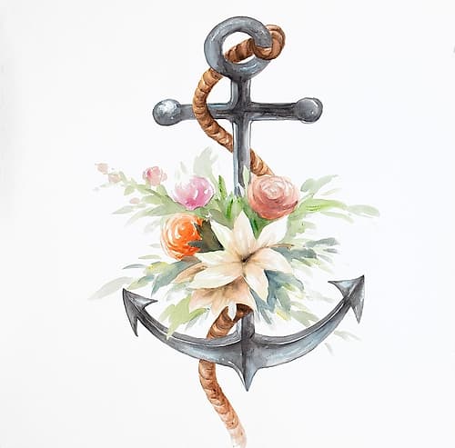 ANCHOR WITH FLOWERS Art Print