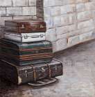 Four Old Traveling Suitcases Still Life Print
