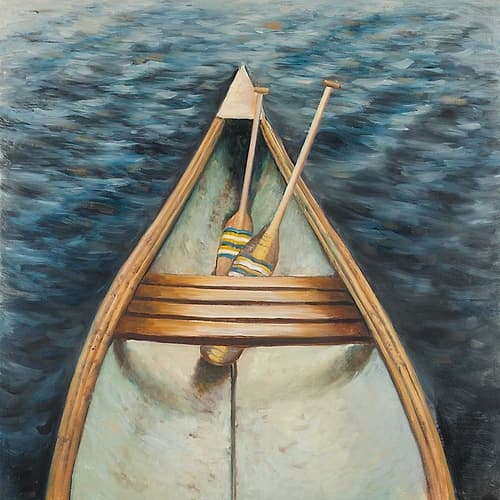 Canoeing on the Lake Art Print by Atelier B Art Studio