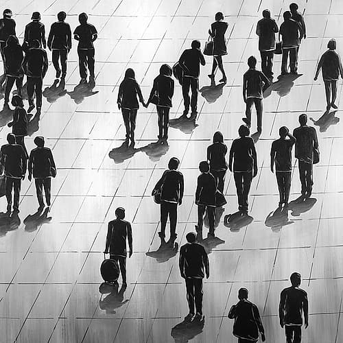 SILHOUETTES OF PEOPLE ON THE STREET Art Print