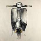 Small Black Moped Still Life Print
