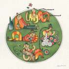Green Circle with Relaxing People Art Print