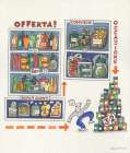Supermarket Sales with multicoloured products I Art Print