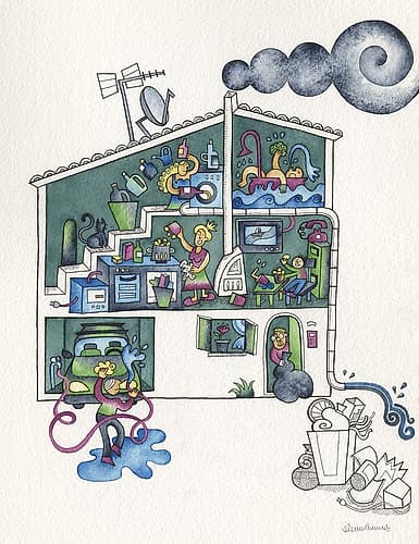 Family in a Crowded House II Art Print