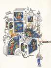 Crowded Town with Shops and Offices Art Print
