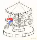 Happy Children on a Pedal Horses Carousel Art Print