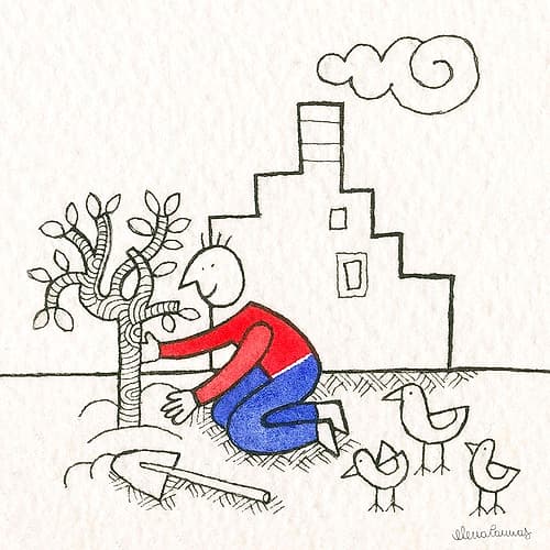 Man Planting a Tree Art Print