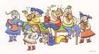 Happy Children Playing and Eating Art Print
