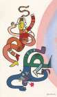 Dancing Multicoloured Men with Cone Hat II Art Print