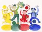 Multicoloured Dancing Happy Pupils Art Print