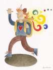 Happy Boy Walking With Backpack II Art Print
