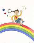 Long Bow Girl Gliding over the rainbow Art Print