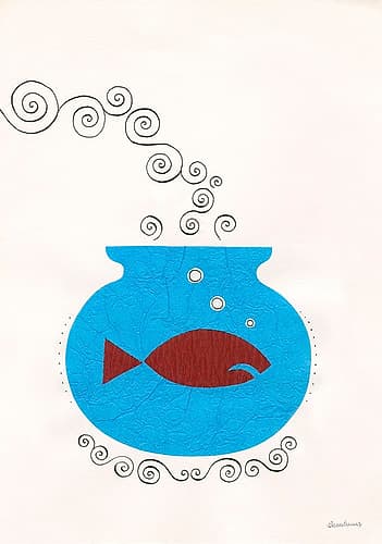Red Fish a a glass bowl Art Print