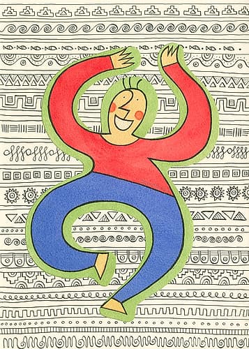 Happy Dancing man on a decorated Background Art Print