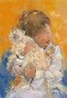 Baby love his white cat  Art Print