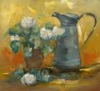 Flower pot with pitcher ΓÇô jar abstract Art Print