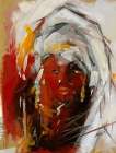 Ethnic Woman with white turban Art Print