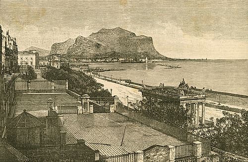 Palermo view Mondello beach Italy Classical Print