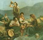 People Farmer drinking eating countryside Kitchen Print