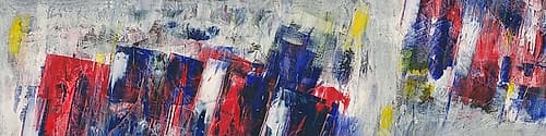 Red, Blue, Yellow and Grey Abstract Crop I Art Print by Anonymous