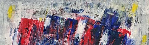 Red, Blue, Yellow and Grey Abstract Art Print by Anonymous