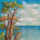 Relaxing Seascape with tree Art Print