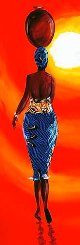 African Woman Carrying an Amphora Art Print