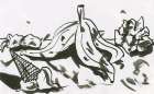 Still Life with Banana and ice cream Art Print