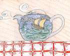 Teapot with sailing ship inside Art Print