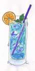 Cold Drink Glass with ice and orange Kitchen Print