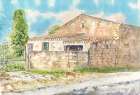 Barn-countruside-sardinia-watercolor Traditional Print