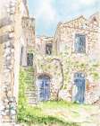 Old-country-houses-watercolor Art Print
