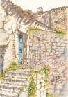 Sardinia-cottage-italy-life-watercolor Art Print