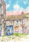 Village-gate-sardinia-watercolor Art Print