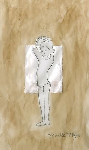 Child Figure on white and beige background Art Print