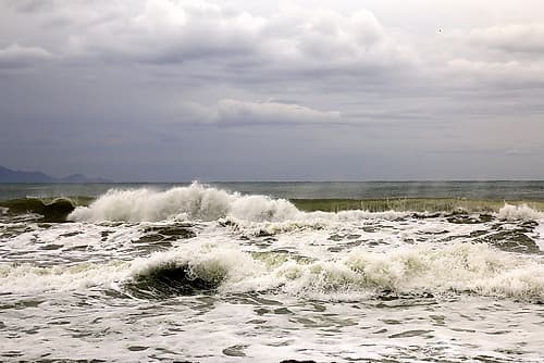 Rough sea in a cloudy day Art Print