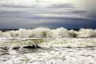 Majestic waves crashing in a cloudy day Art Print