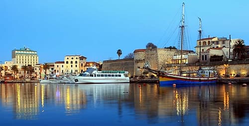 Relaxing evening at the porto af Alghero Art Print
